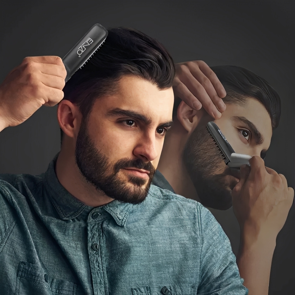 Men's Ionic Heated Beard Straightener Brush