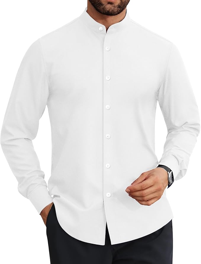 Men's 100% Cotton Mandarin Collar Shirt