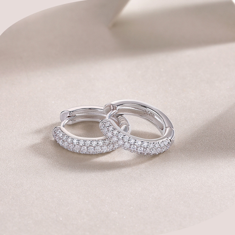 925 Sterling Silver 0.96ct Moissanite Luce Hoop Earrings