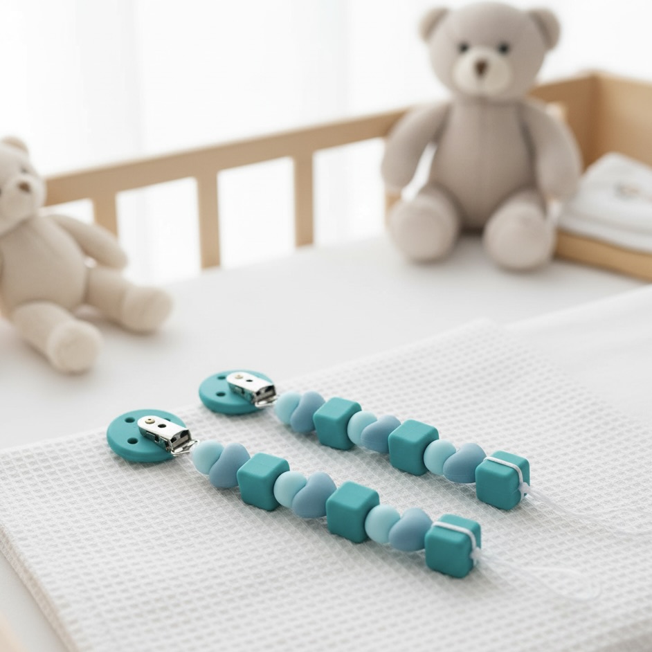 2x Silicone Pacifier Clips