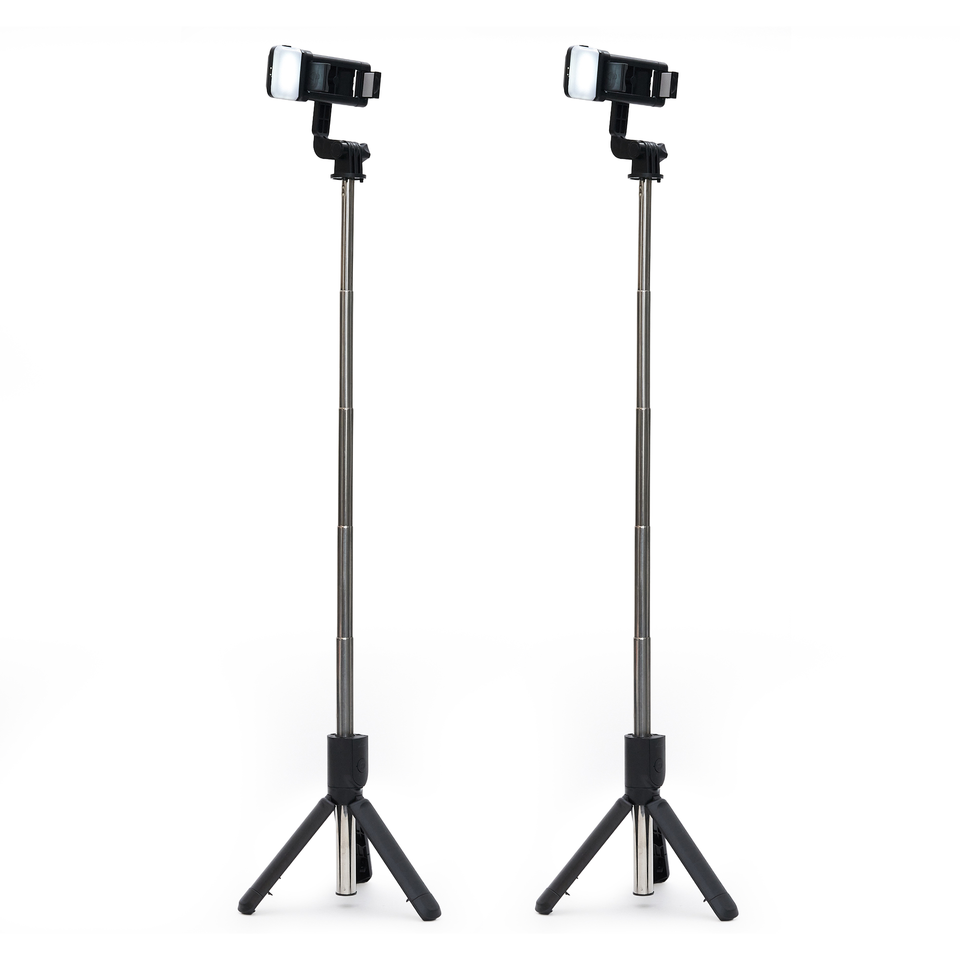 2x 71cm Wireless Selfie Sticks and Tripods with Lights