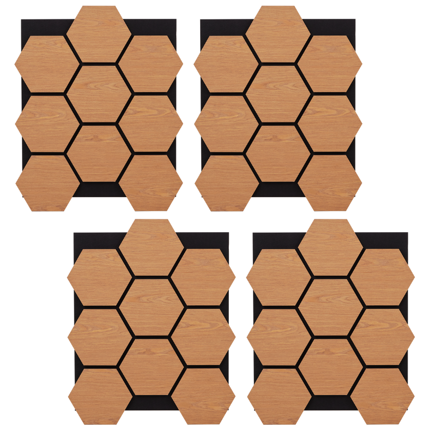 4x Hexagon Acoustic Soundproof Wall Panels