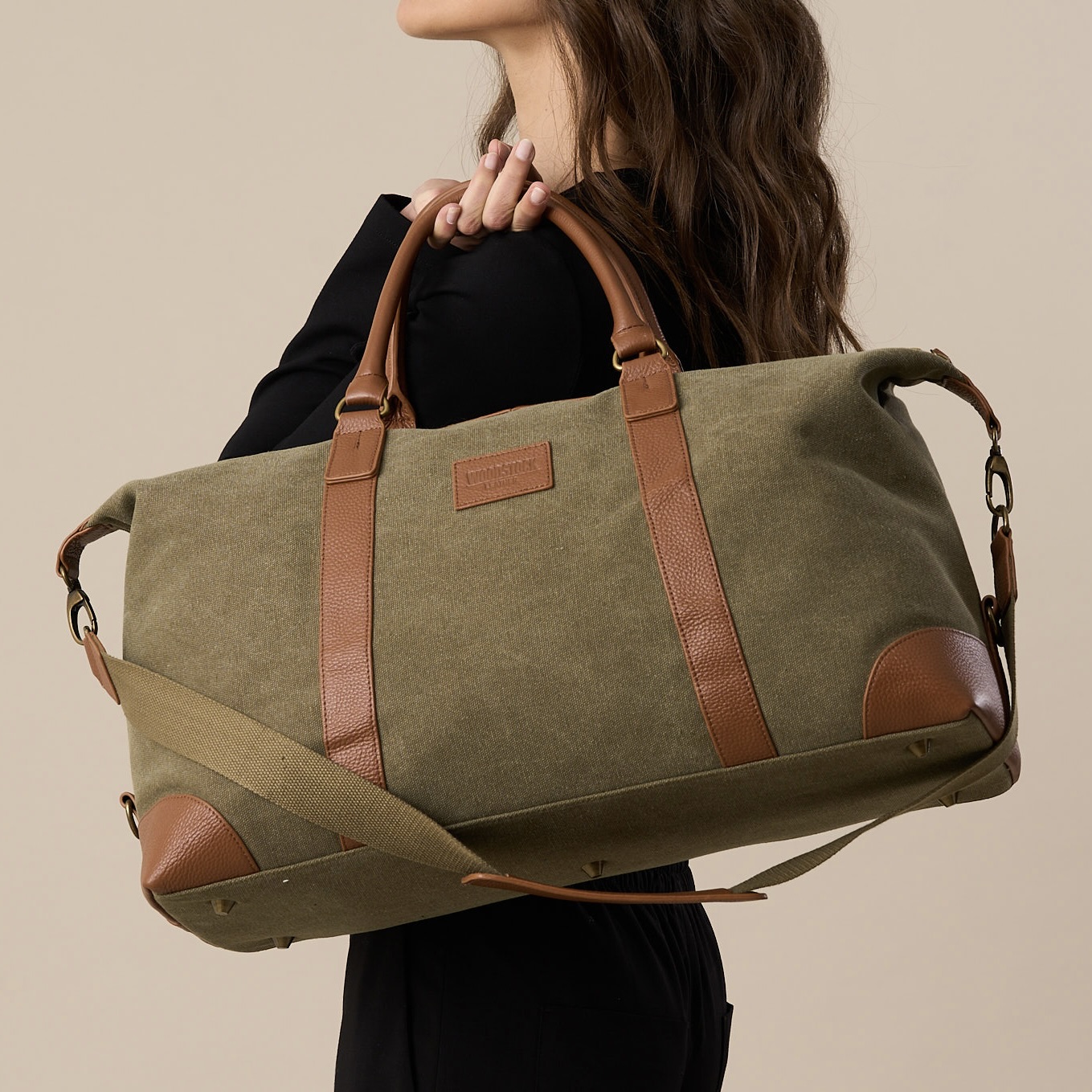 Genuine Leather and Canvas Oxford Duffel Bag