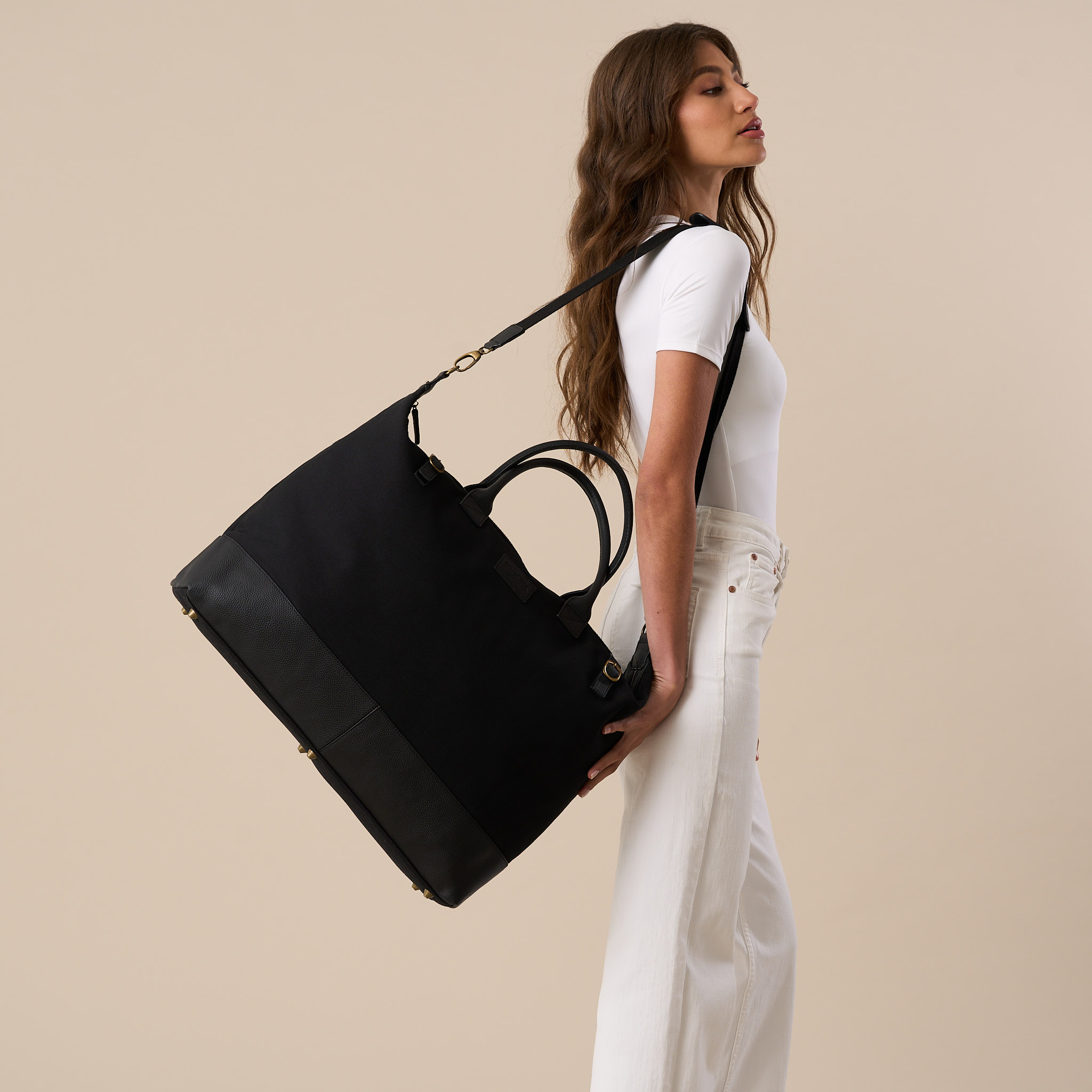 Genuine Leather and Canvas Hudson Weekender Duffel Bag