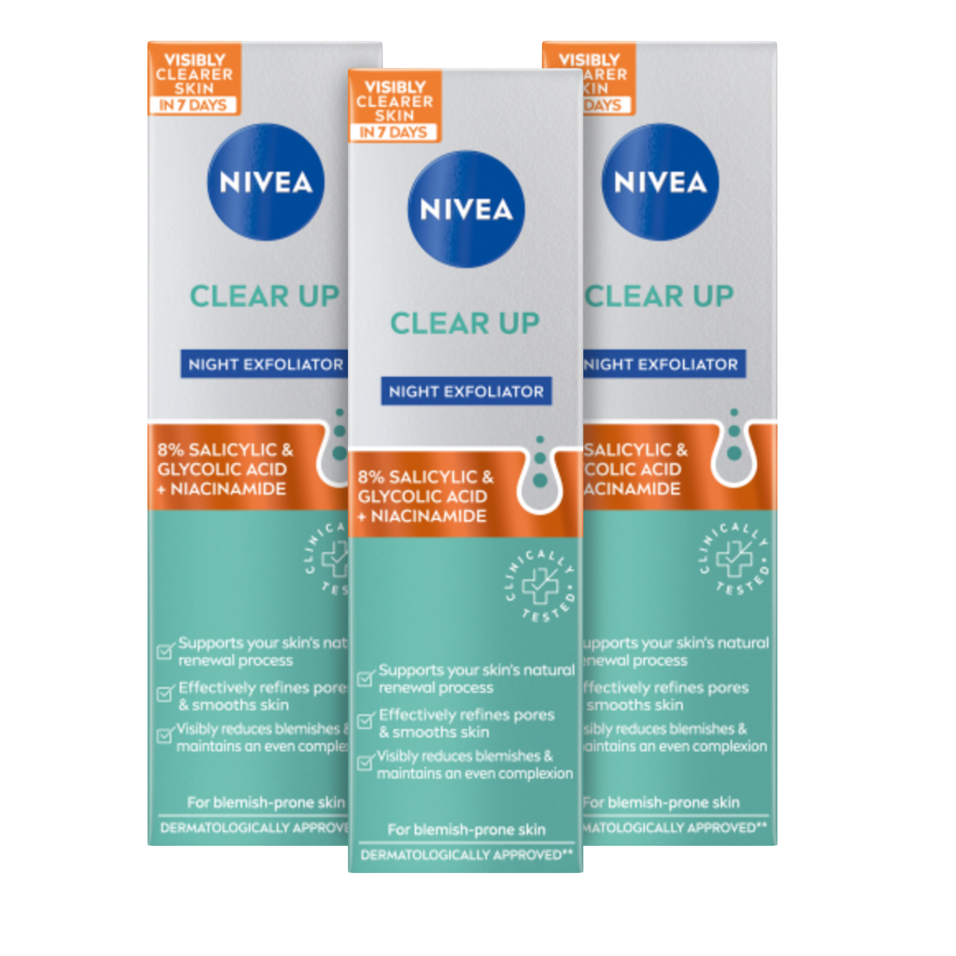 3x 40ml Anti Acne Night Face Exfoliators