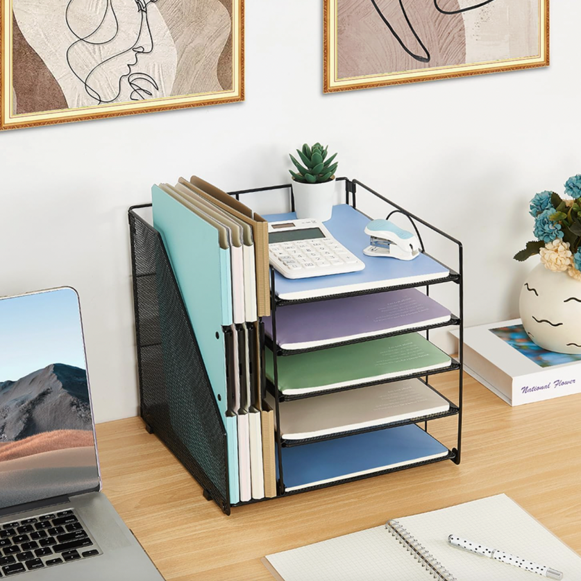 6-Compartment Metal Document Tray and Desk Organiser