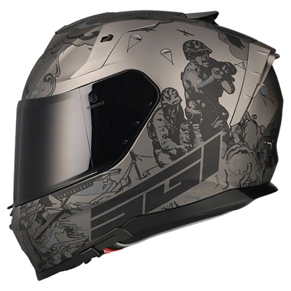 centurion motorcycle helmet S12SA Reflex Mid Peak Rear Flash Silver A photogenic Centurion Helm - 20 Gauge
