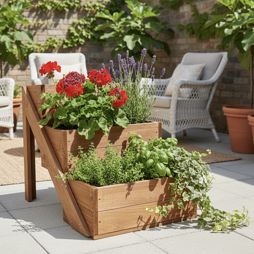 3-Tier Wooden Herb Box Stand