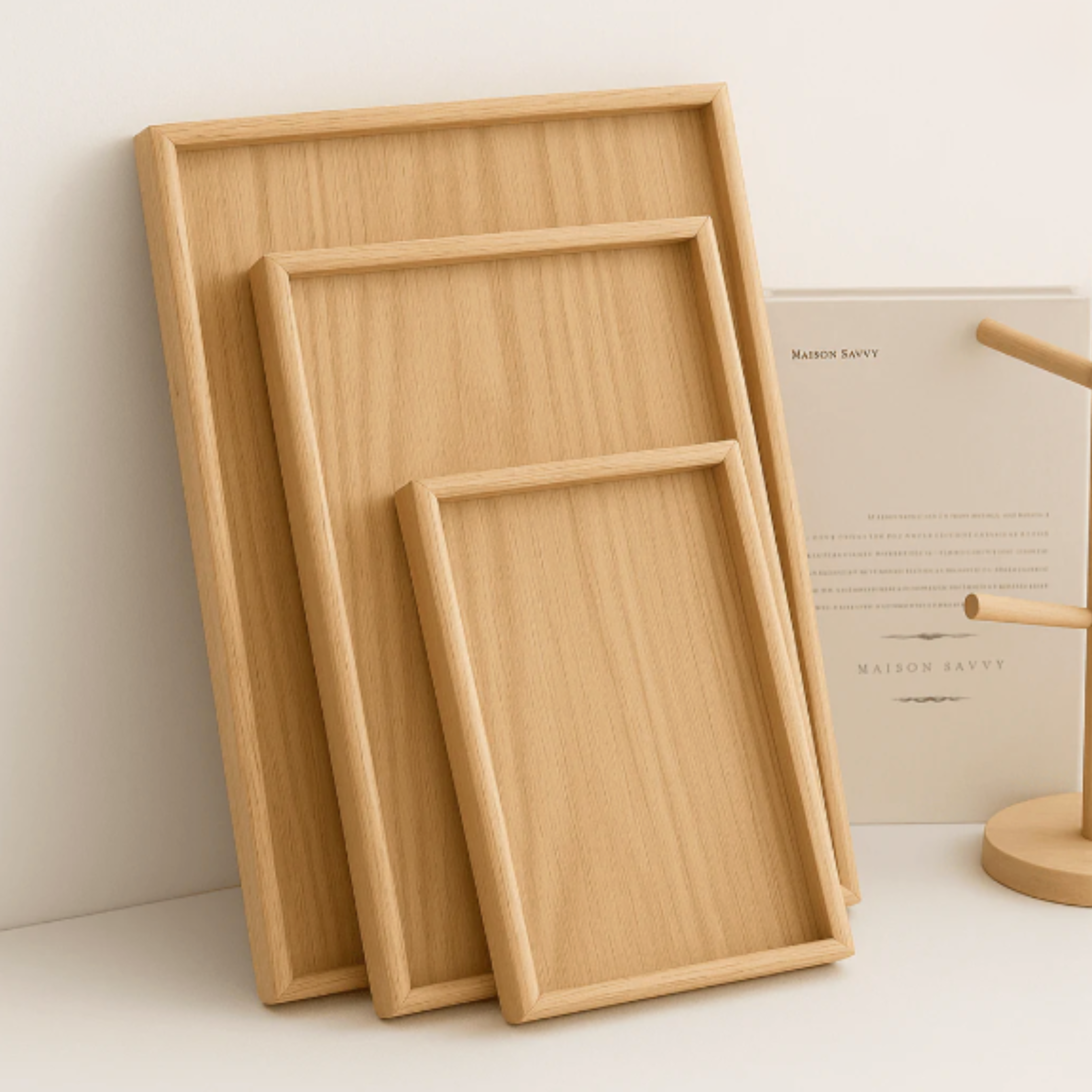 3-Piece Decorative Wooden Tray Set