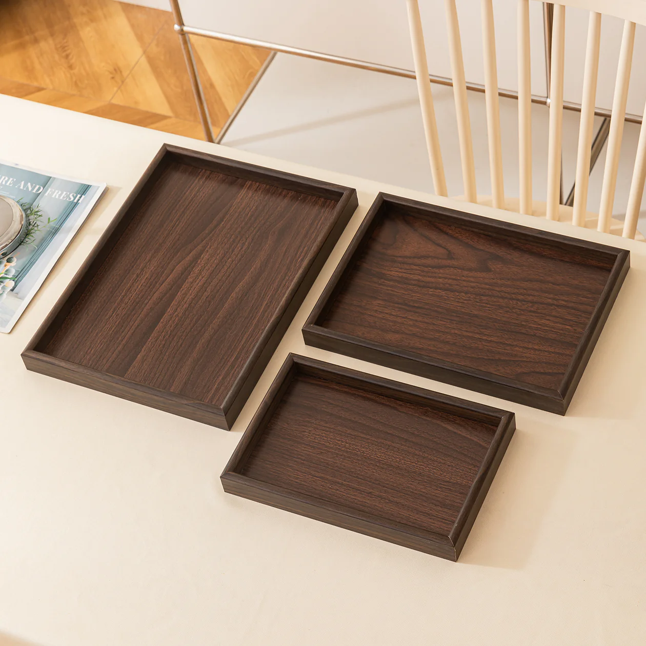 3-Piece Decorative Wooden Tray Set