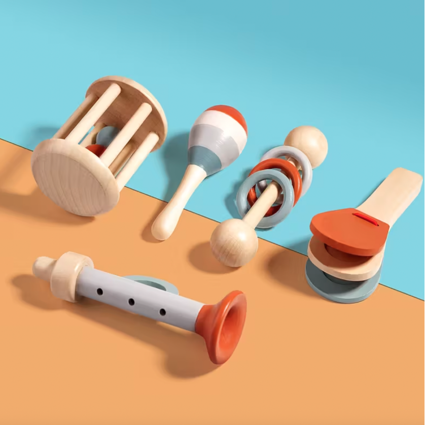 5-Piece Baby Wooden Musical Instrument Toy Set