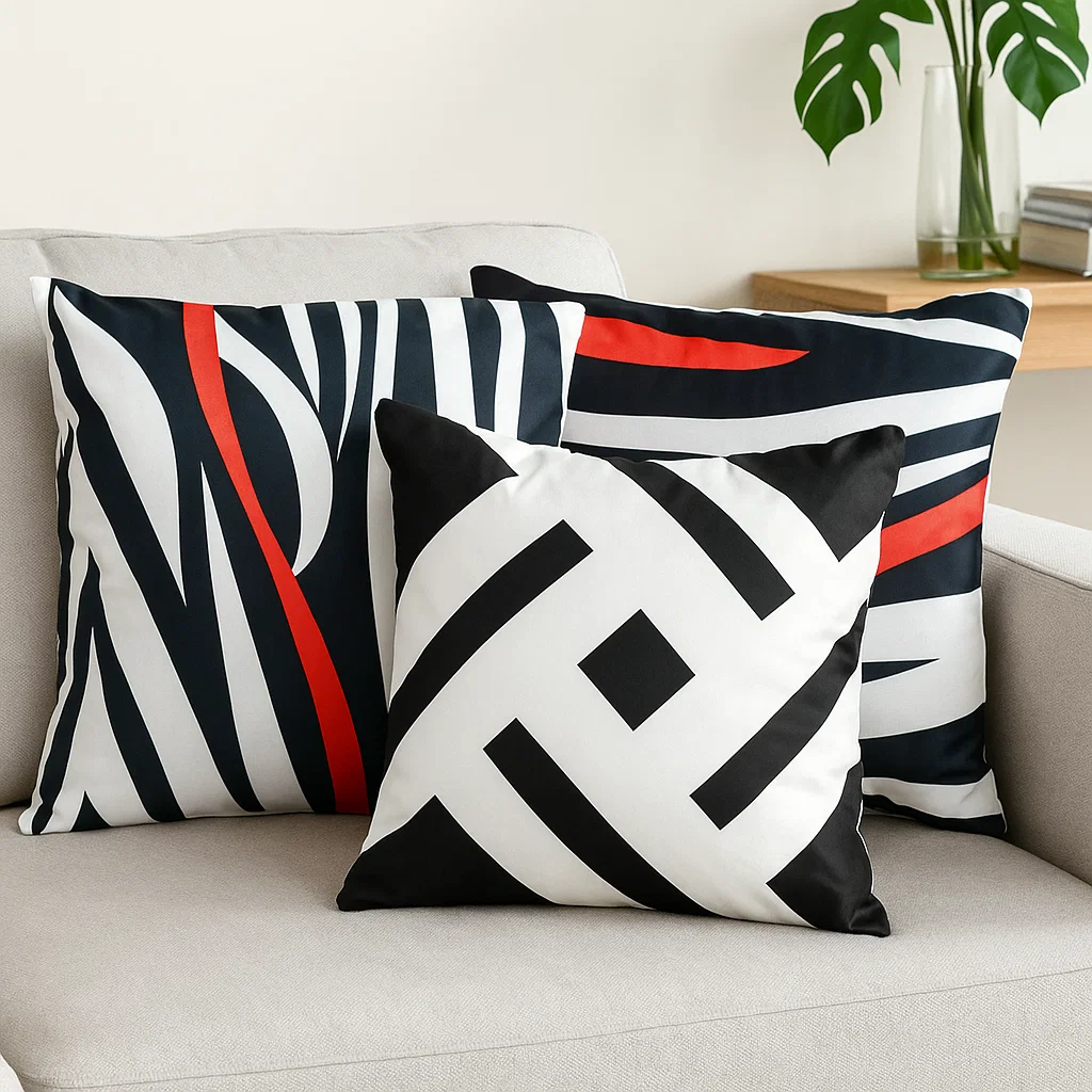 3x Velvet Cushions with Filling