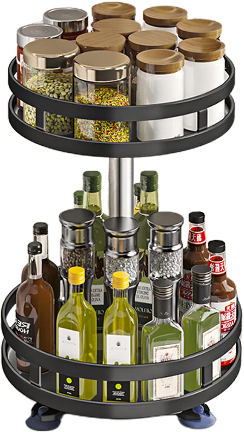 2-Tier Lazy Susan Storage Rack