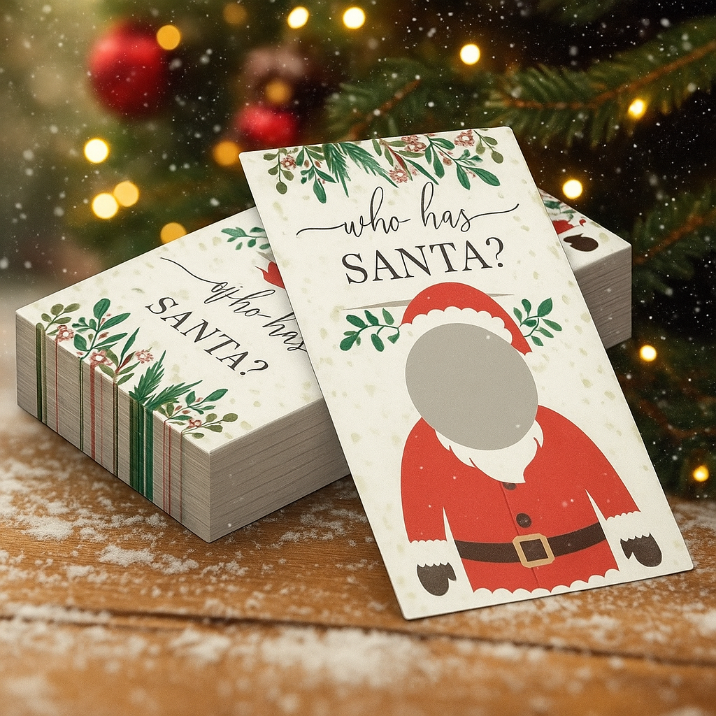 Who Has Santa? 40-Card Scratch Party Game