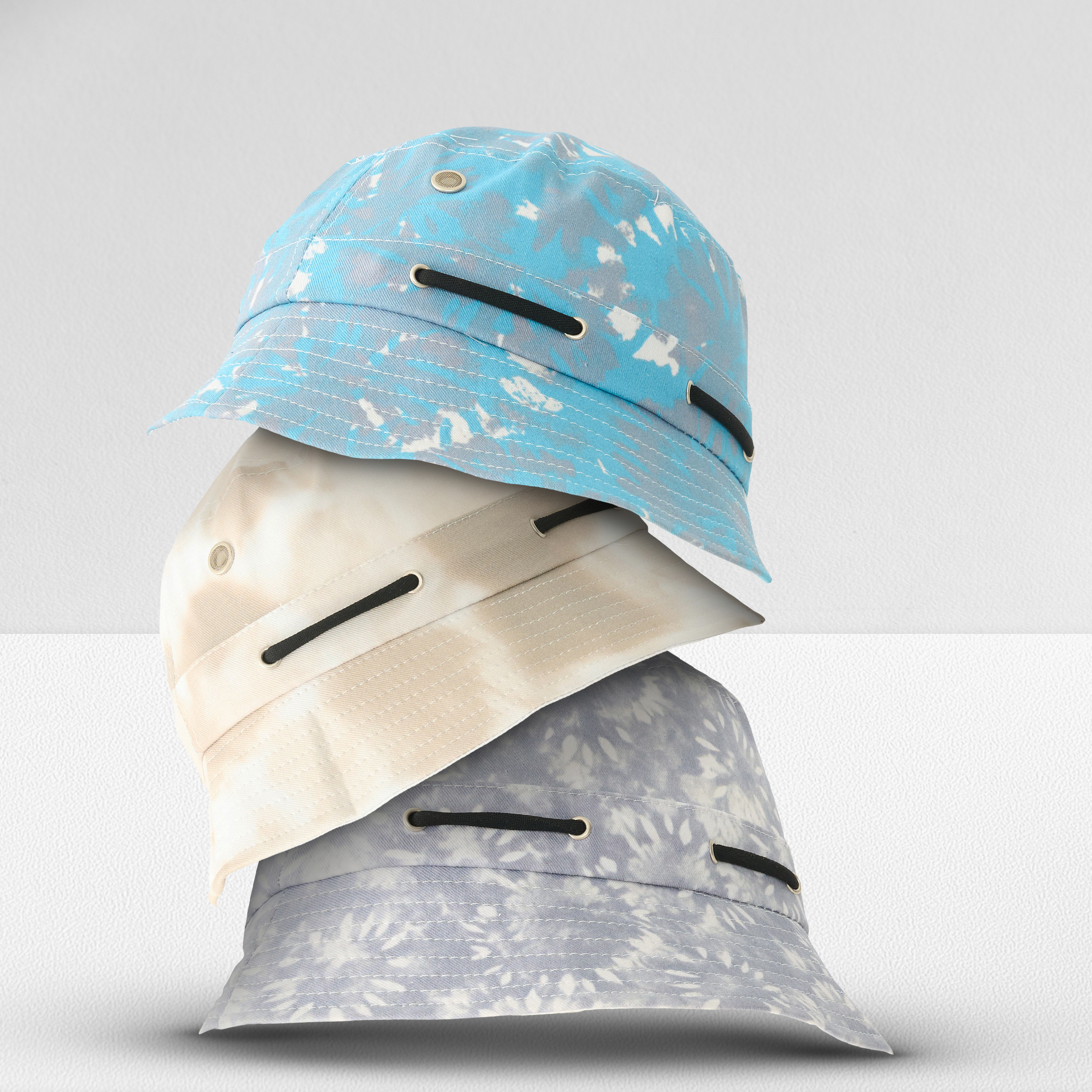 3x Adjustable Drawstring Bucket Hats