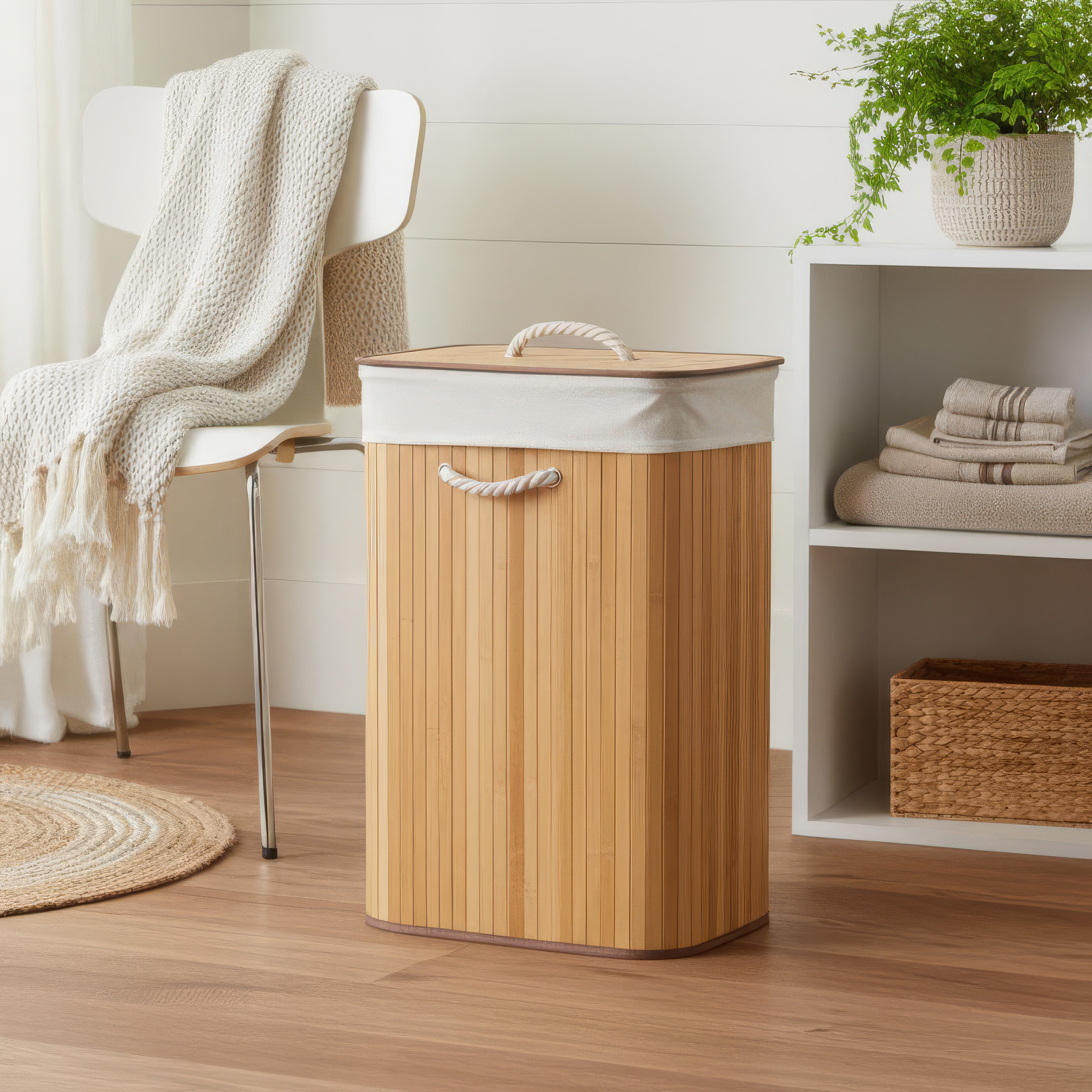 75L Rectangle Bamboo Storage and Laundry Basket