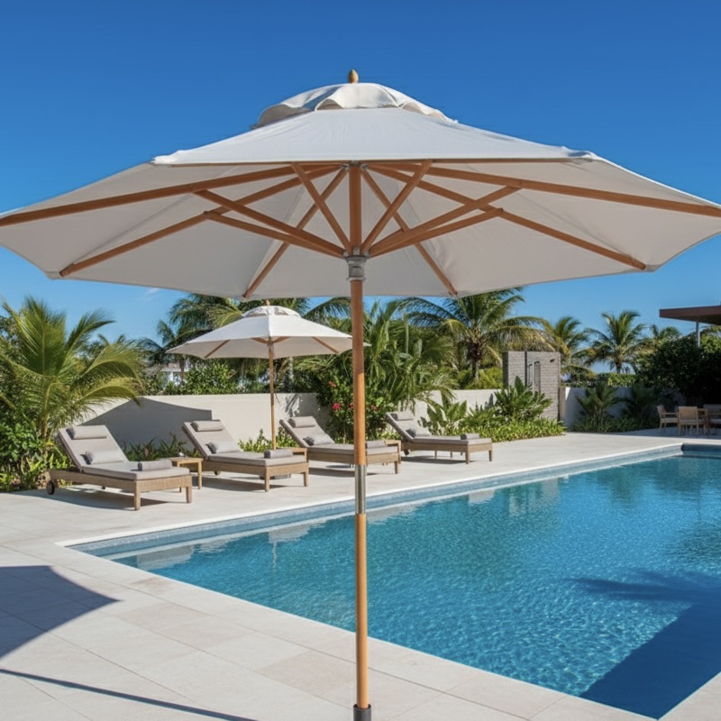 Premium Montagu Octagonal Hardwood Patio Umbrella with Easilift System and Protective Cover