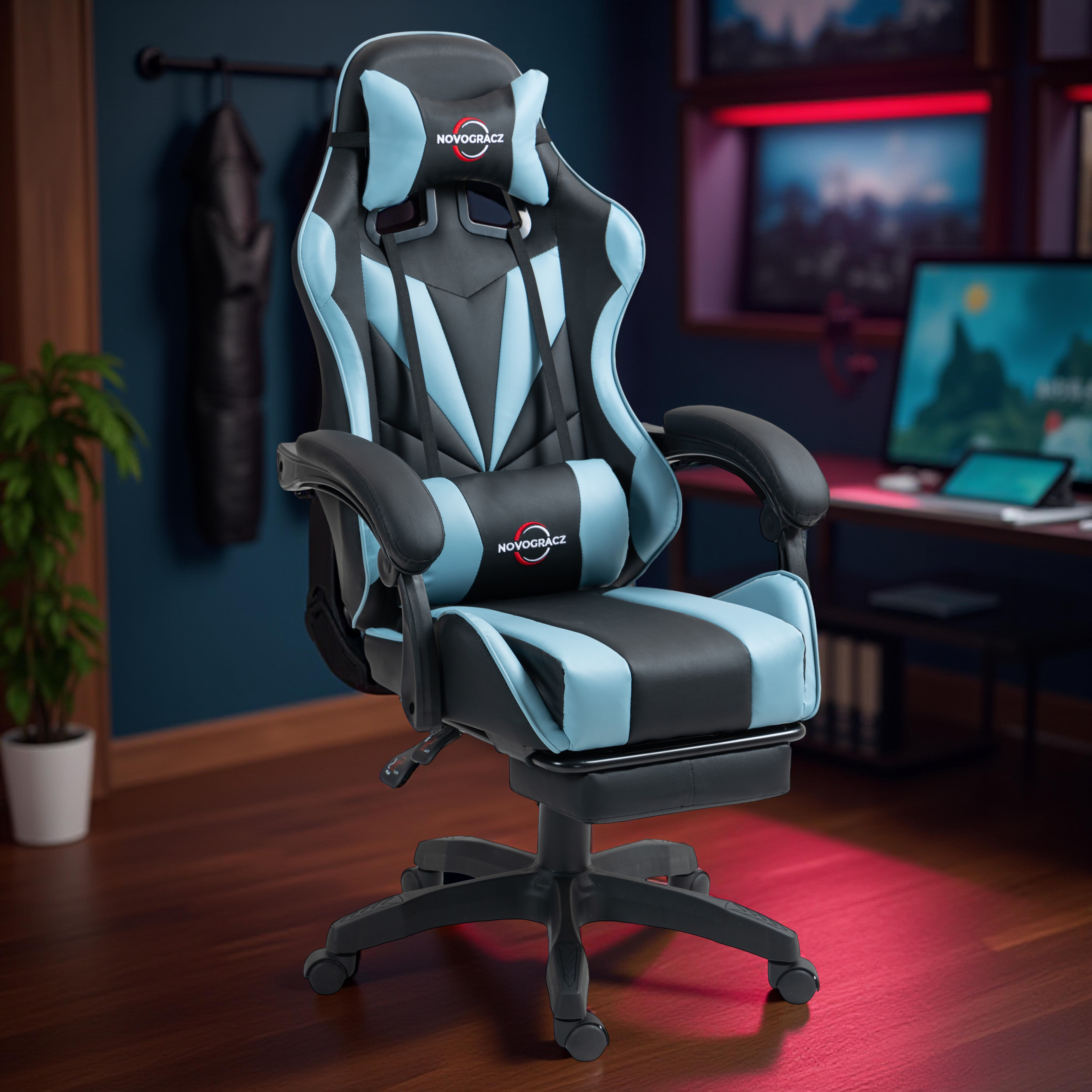 Elite Reclining Gaming Chair with Adjustable Pillows and Footrest