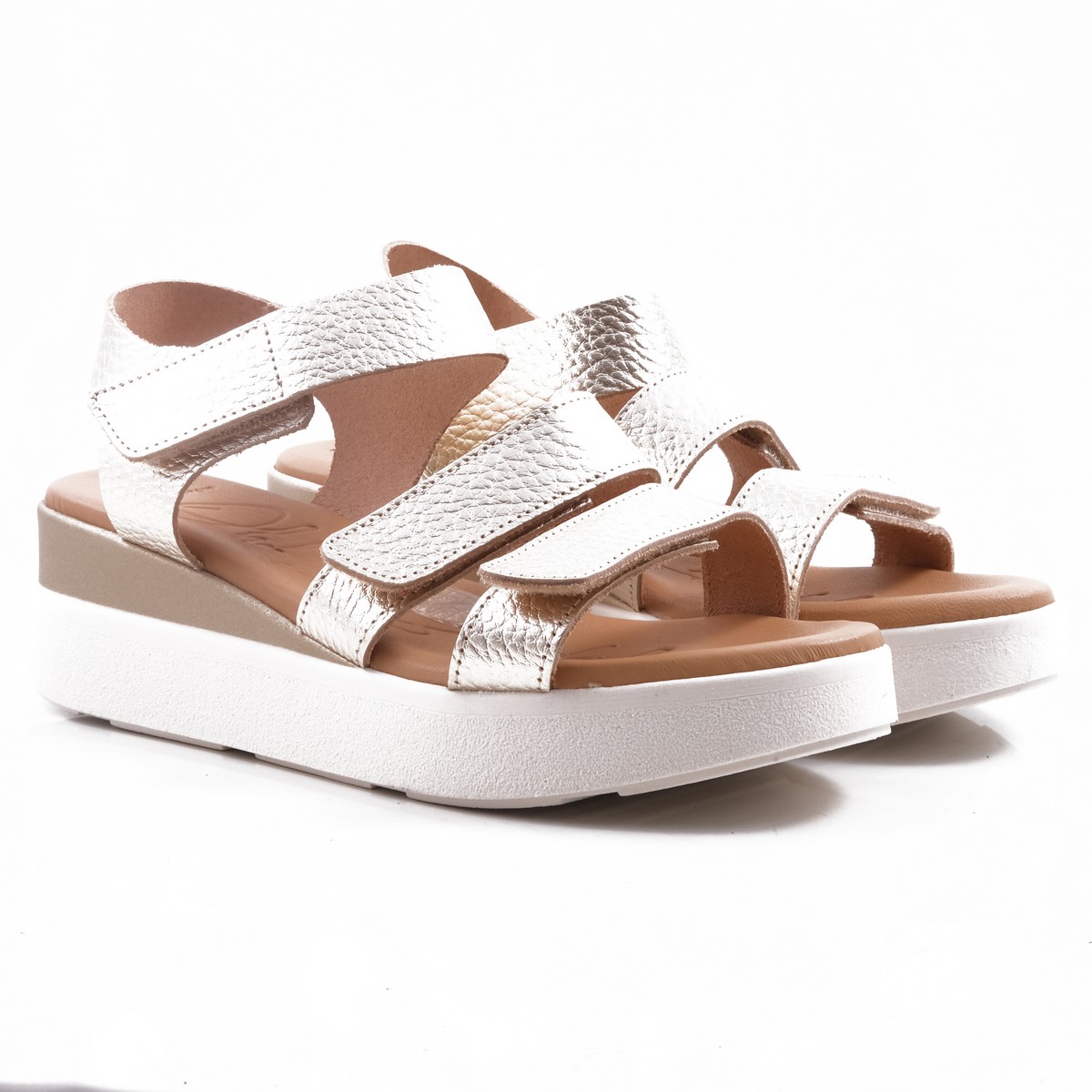 Ladies Genuine Leather Metallic Olympia Sandals