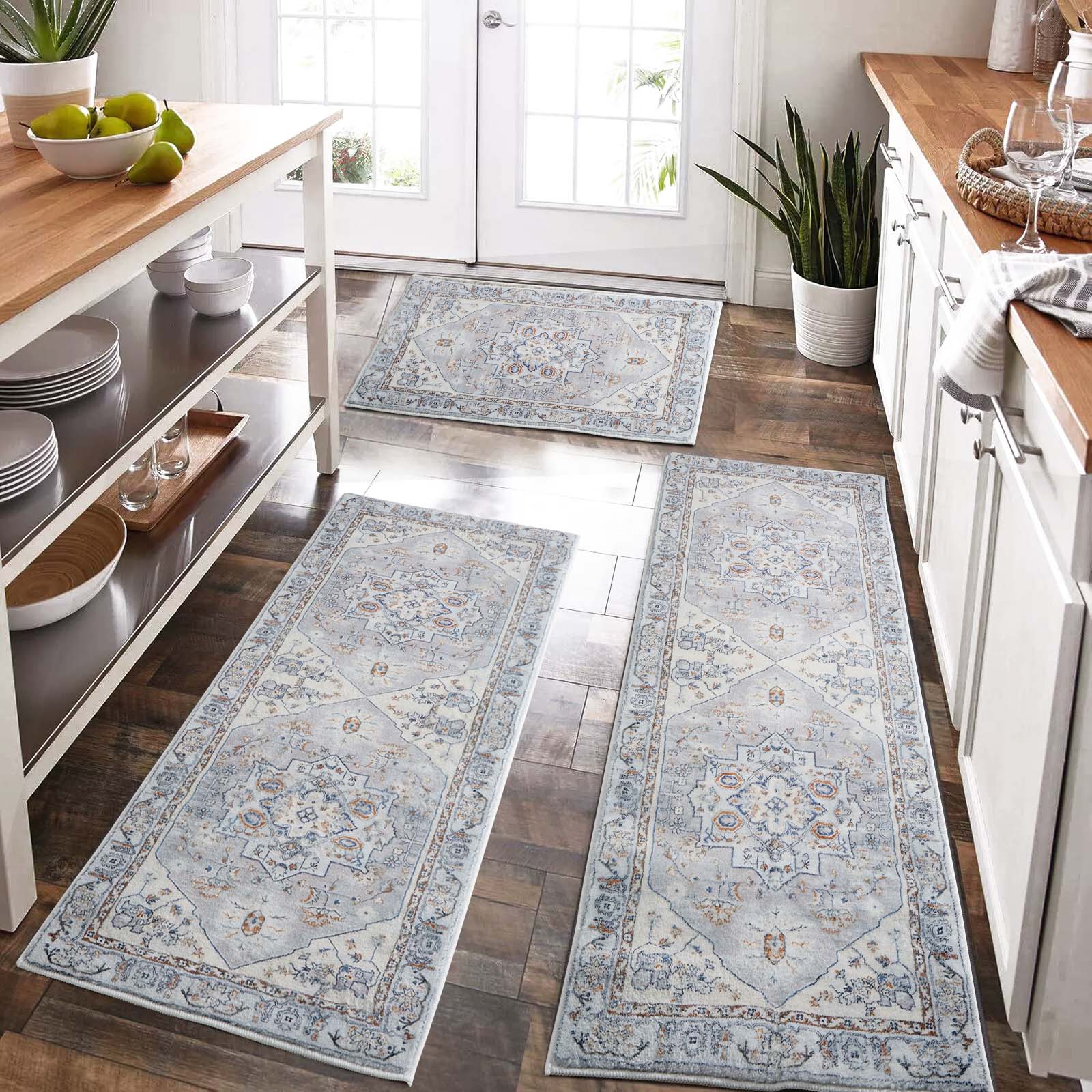 3-Piece Bohemian Non-Slip Kitchen Rugs