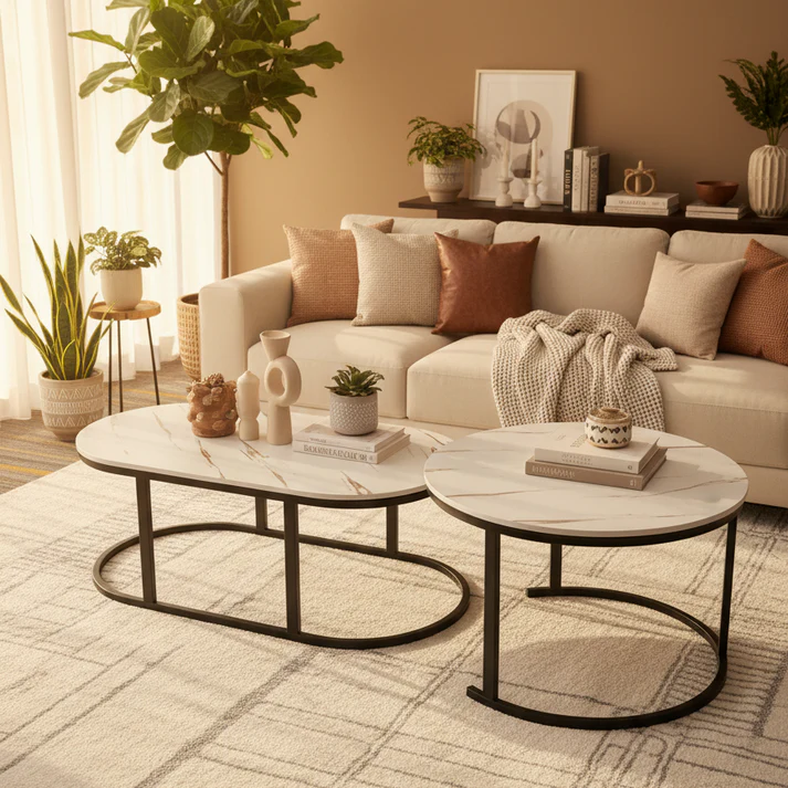 2-Piece Modern Nesting Coffee Table Set