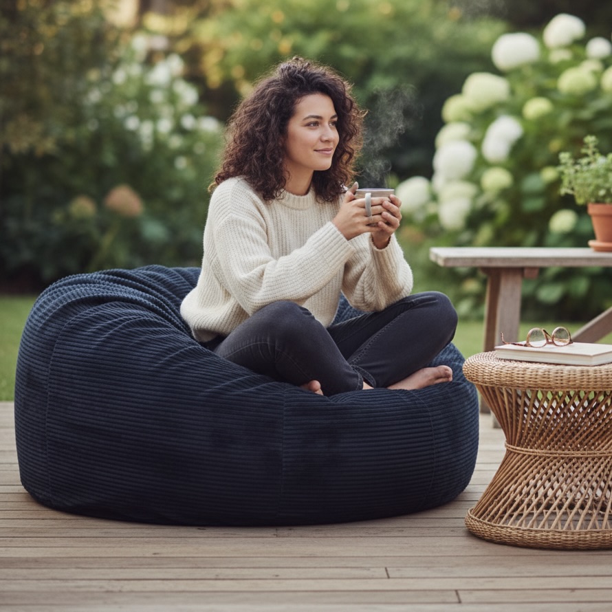 Corduroy Round Beanbag