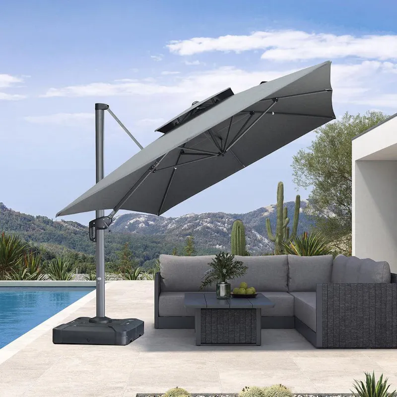 cantilever patio umbrella roma Big Large Sunbrella Fabric Shade Sunrise Umbrella Its upgraded triangular structure provides stability Cantilever Patio Umbrella Roma 2.5M,
