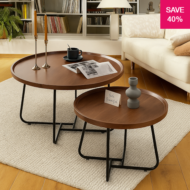 40% off on Luna 2-Piece Modern Nesting Table | OneDayOnly