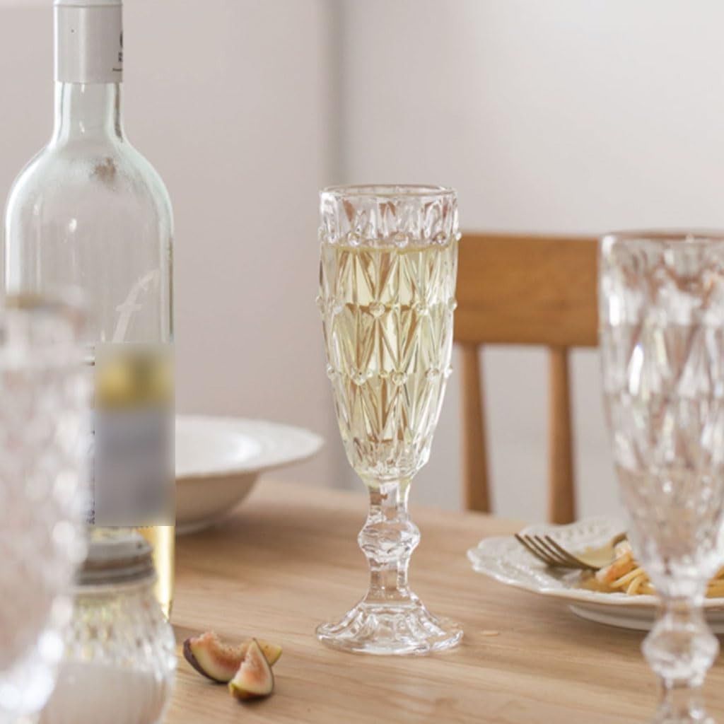 4x 150ml Prague Clear Champagne Glasses
