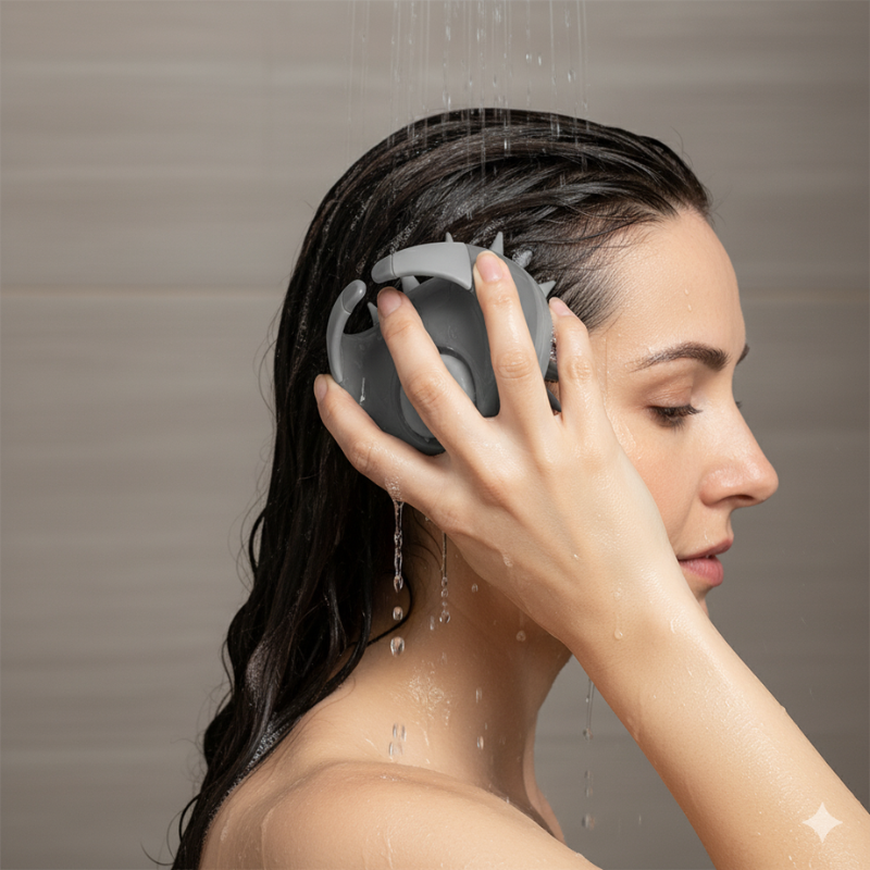 2-in-1 Silicone Scalp Massager with Shampoo Dispenser