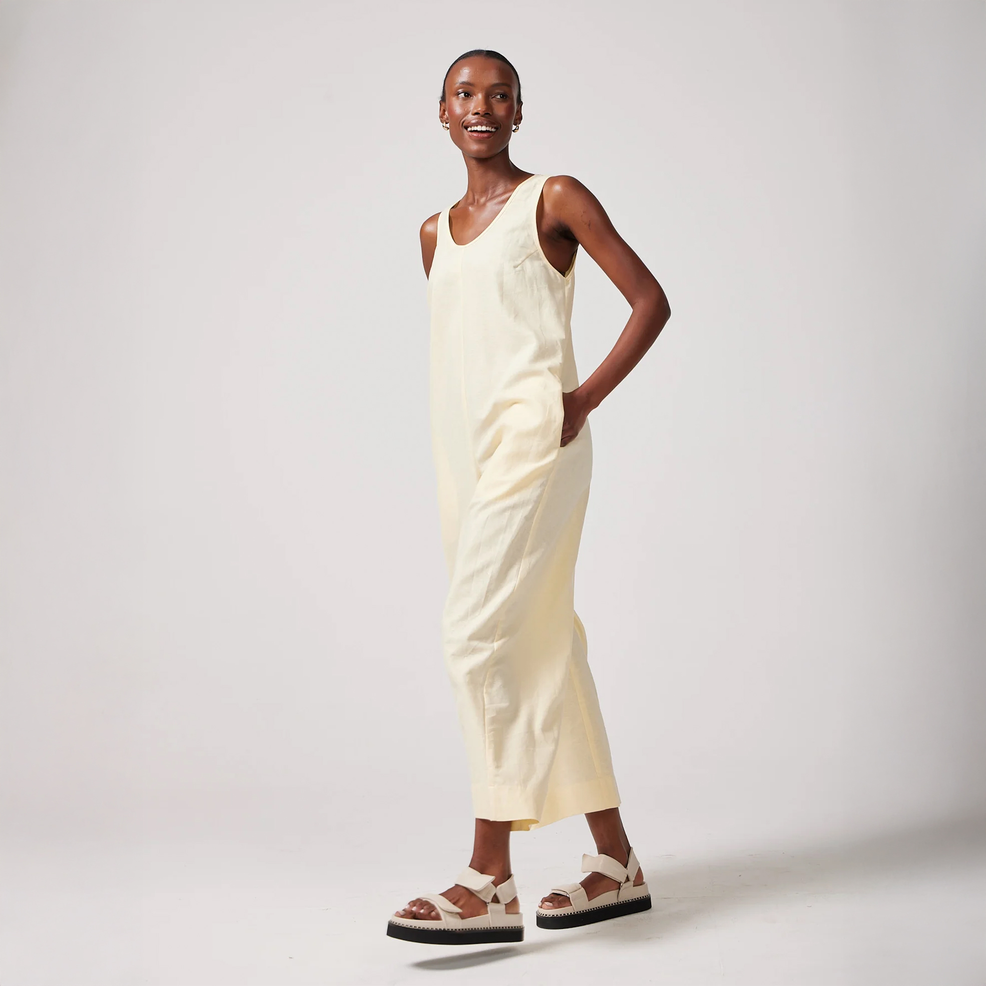 Ladies Kinto Open Back Jumpsuit