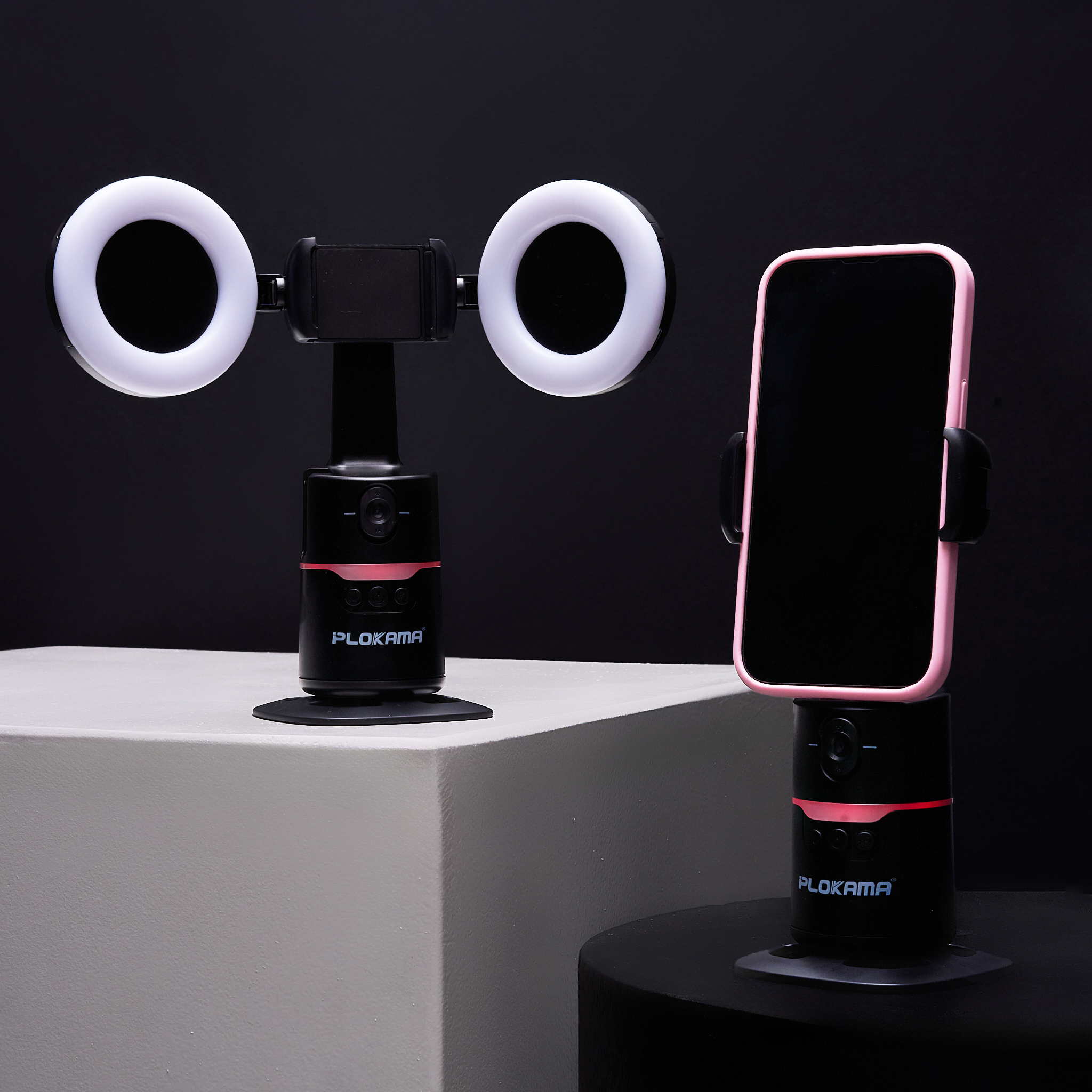 360° Auto Face Tracking Gimbal with Two LED Lights Bluetooth Remote