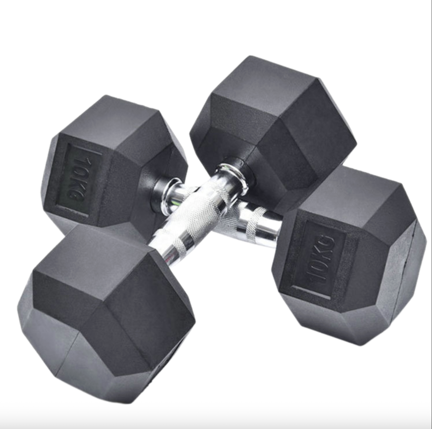 2x Rubber-coated Hex Dumbbells
