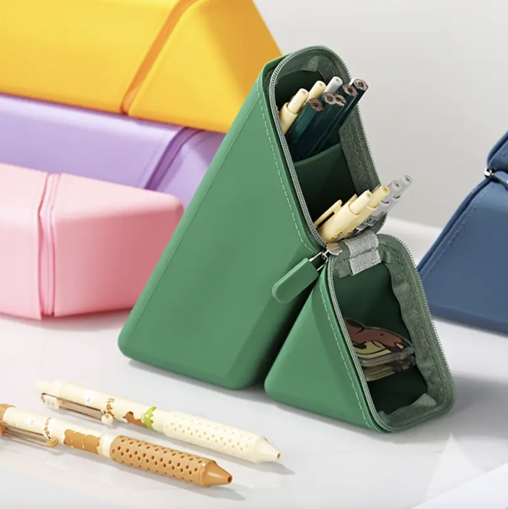 Multi-Compartment Silicone Standing Pencil Case