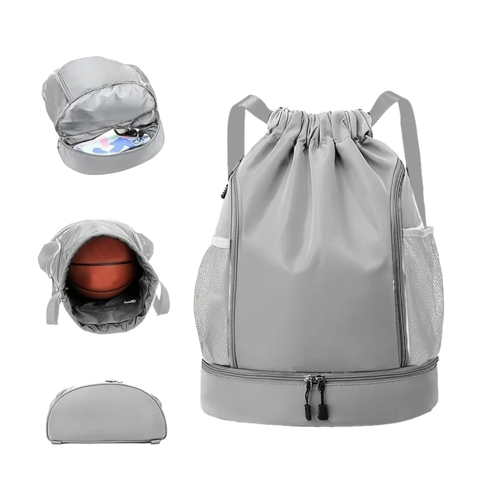 【美品】QUICK PACK 9【GRAY WHITE】 53% off on Multi-Pocket Drawstring Backpack | OneDayOnly