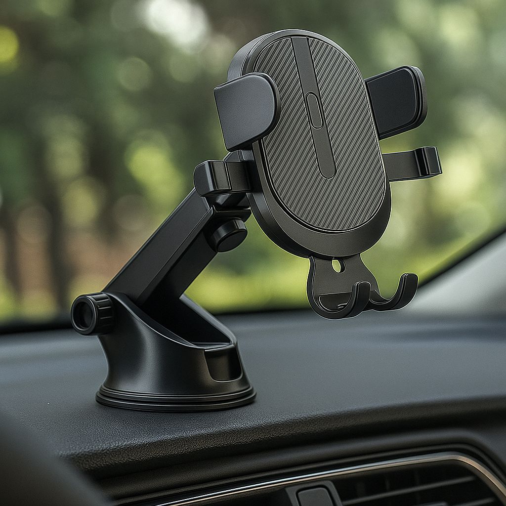 2x Adjustable Car Phone Holders with Suction Mounts