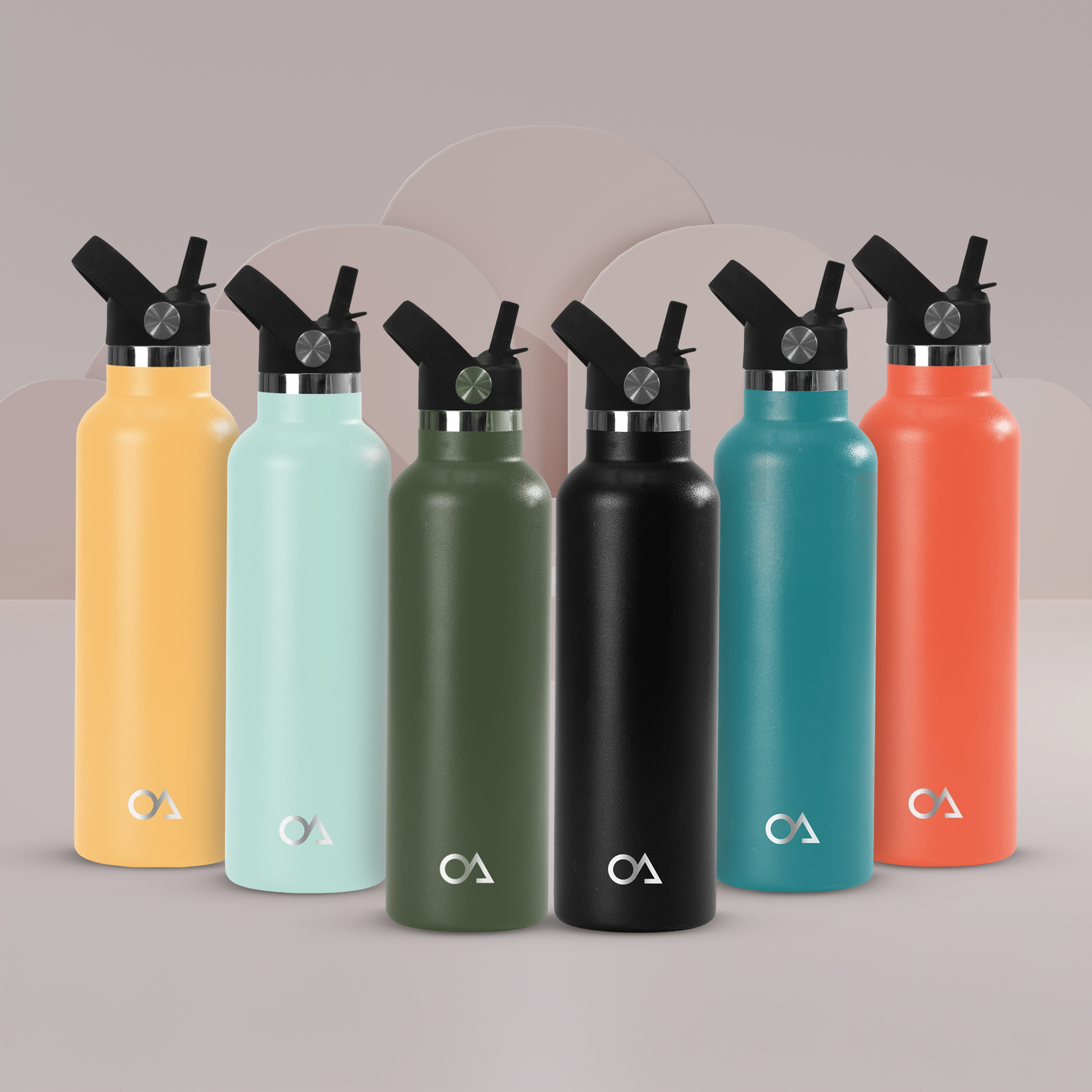 2x 750ml Double-Walled Insulated Straw Lid Flasks