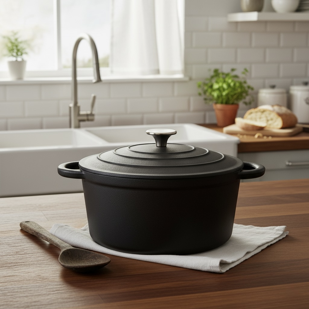 Black Round Cast-Iron Casserole
