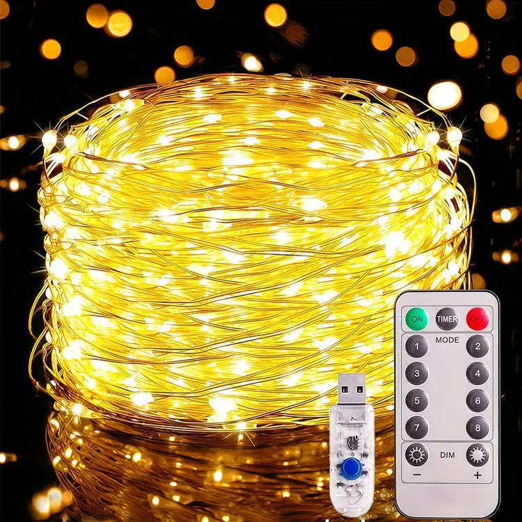 10m USB-Powered 100 LED Copper Wire String Light with Remote