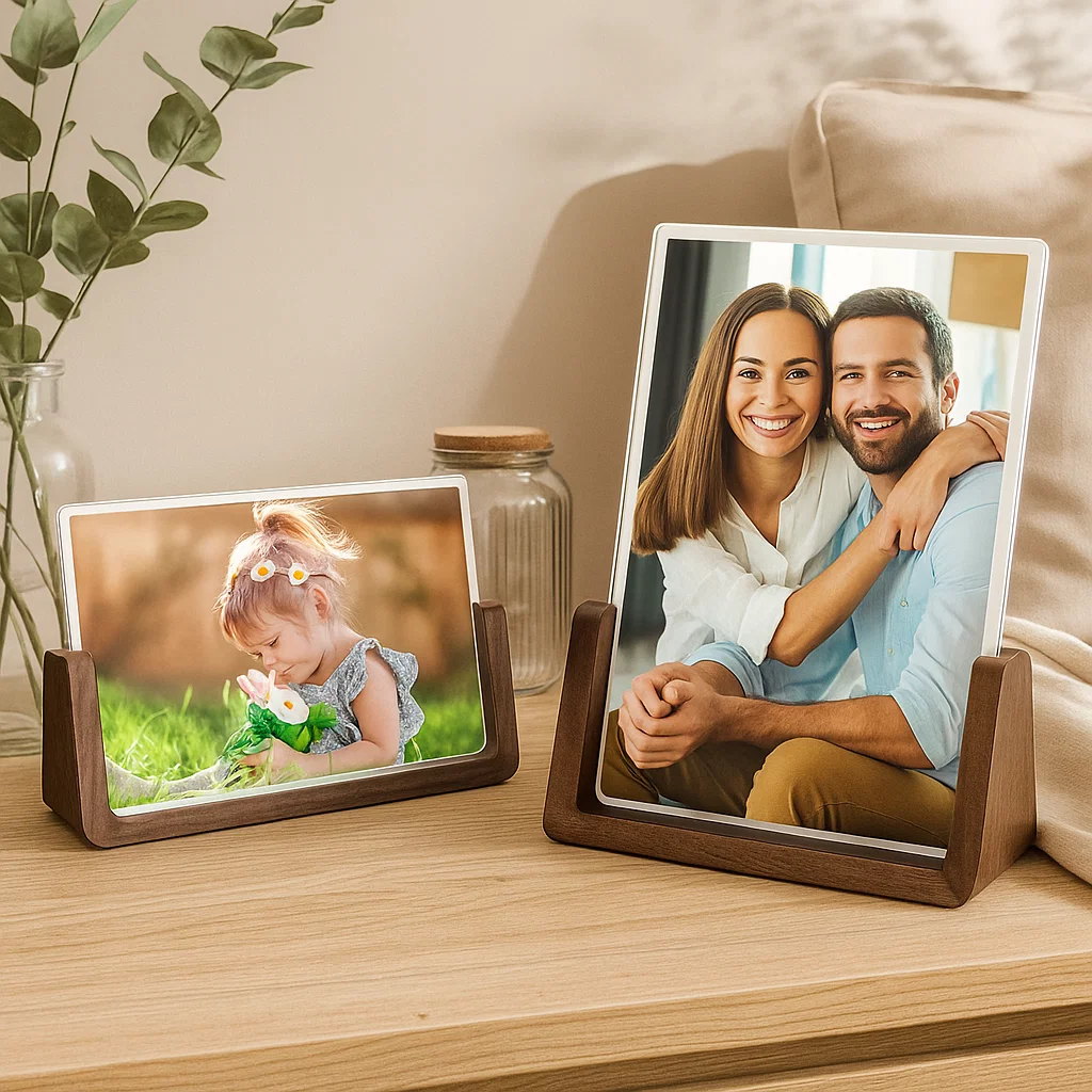 2-Piece Walnut Wood Picture Frame Set