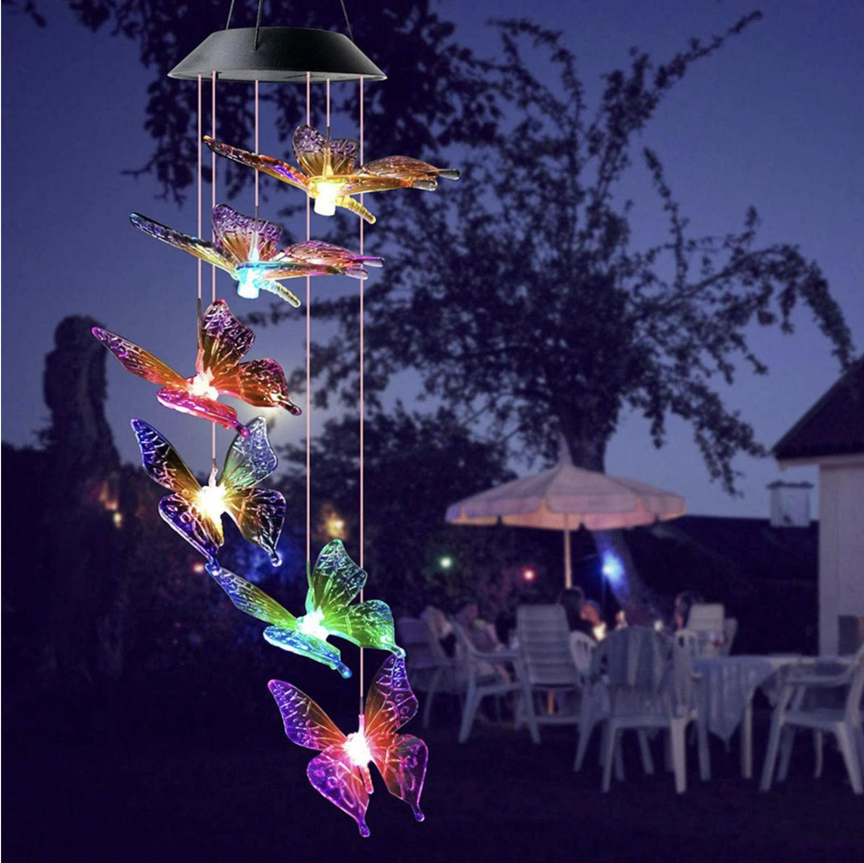 Solar-Powered LED Hanging Wind Chime