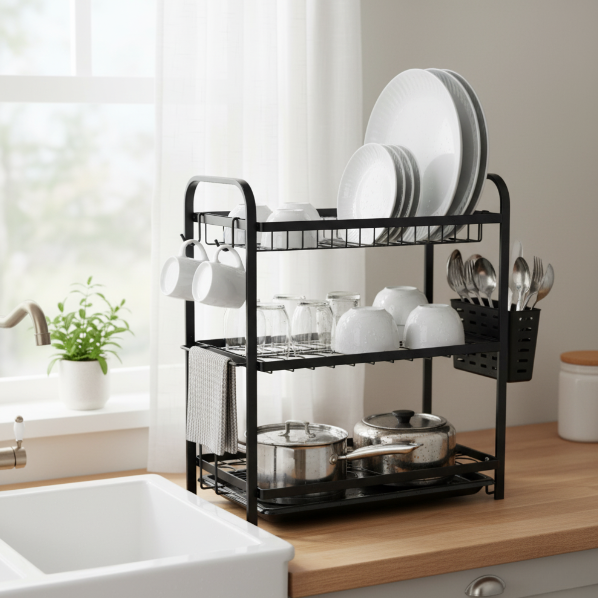 3-Tier Steel Dish Drying Rack