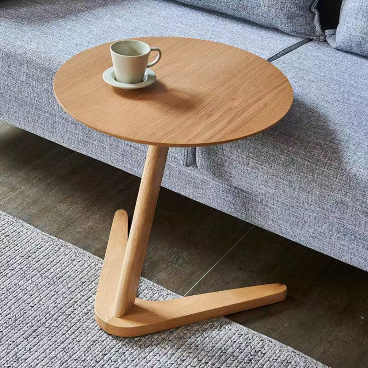 Contemporary Rubber Wood V-Leg Side Table