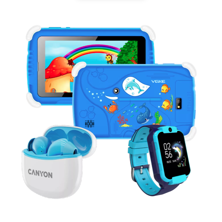 7" or 10" 3G LCD WiFi Kids Tablet with Smartwatch and Earbuds Bundle