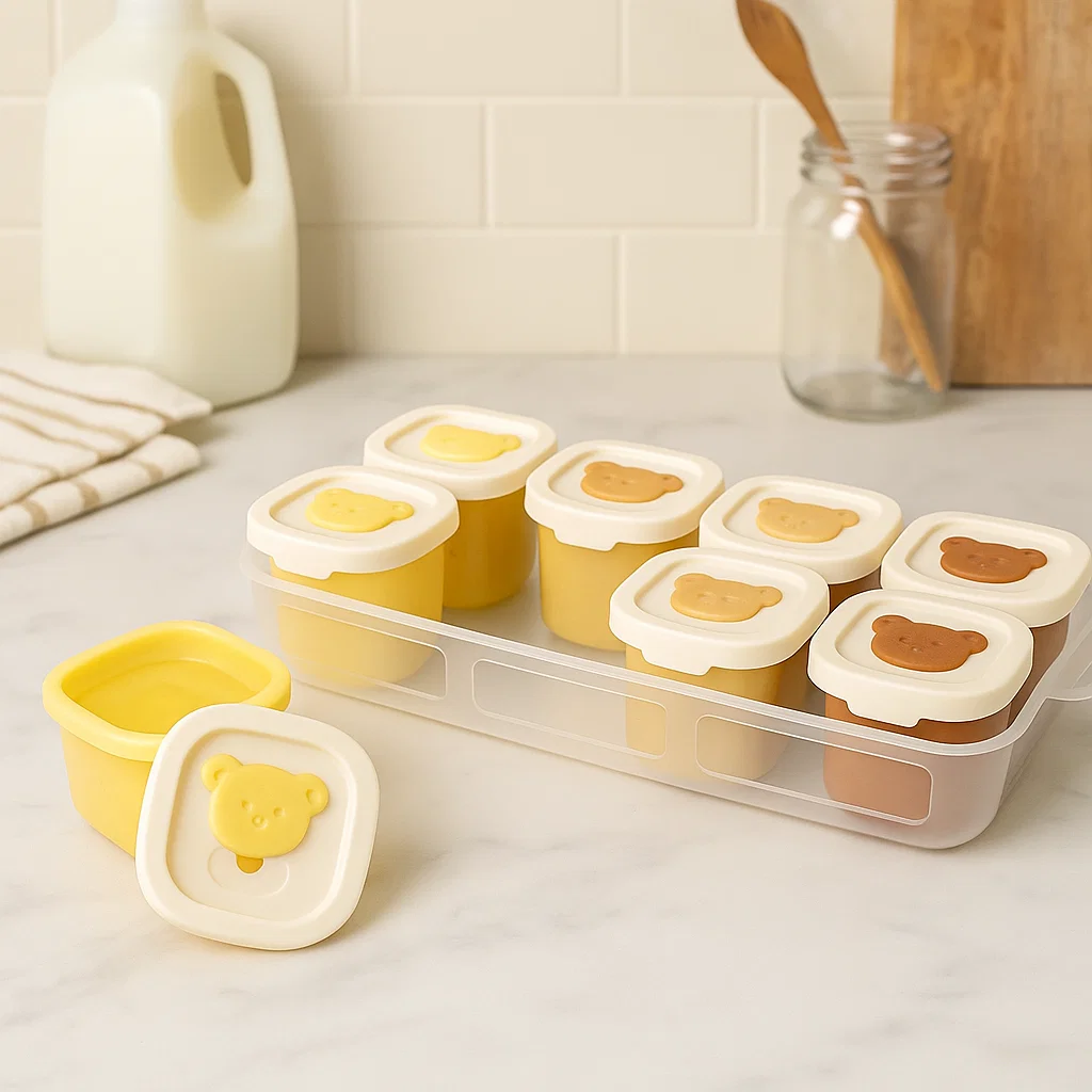 8x Baby Food Storage Containers with Tray