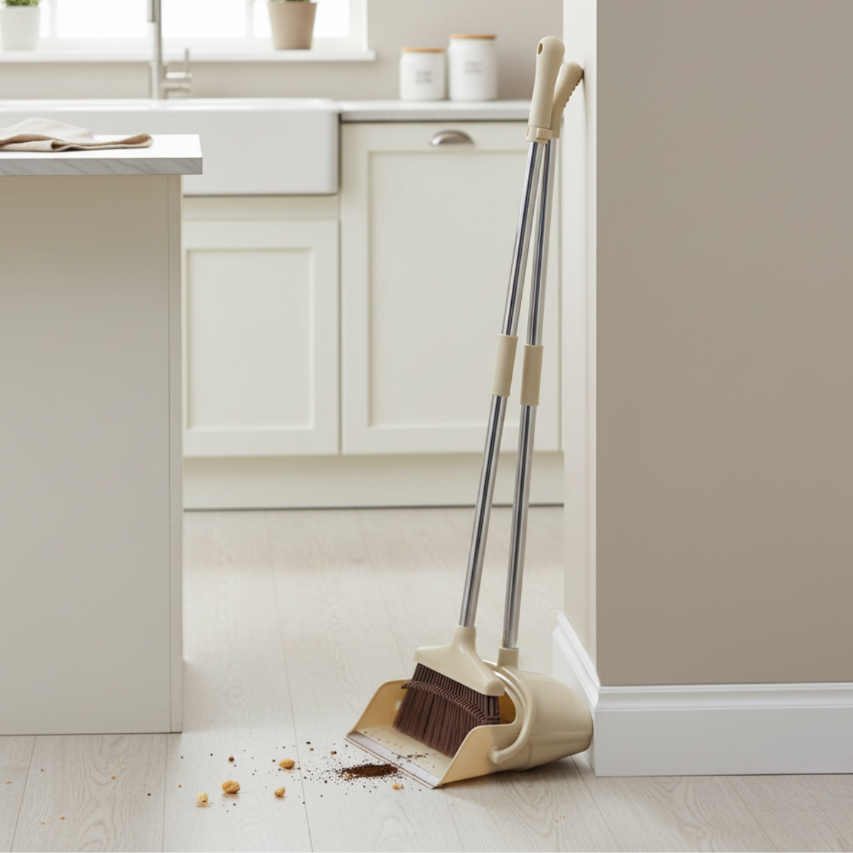 Windproof Broom and Dustpan Set with Long Handle