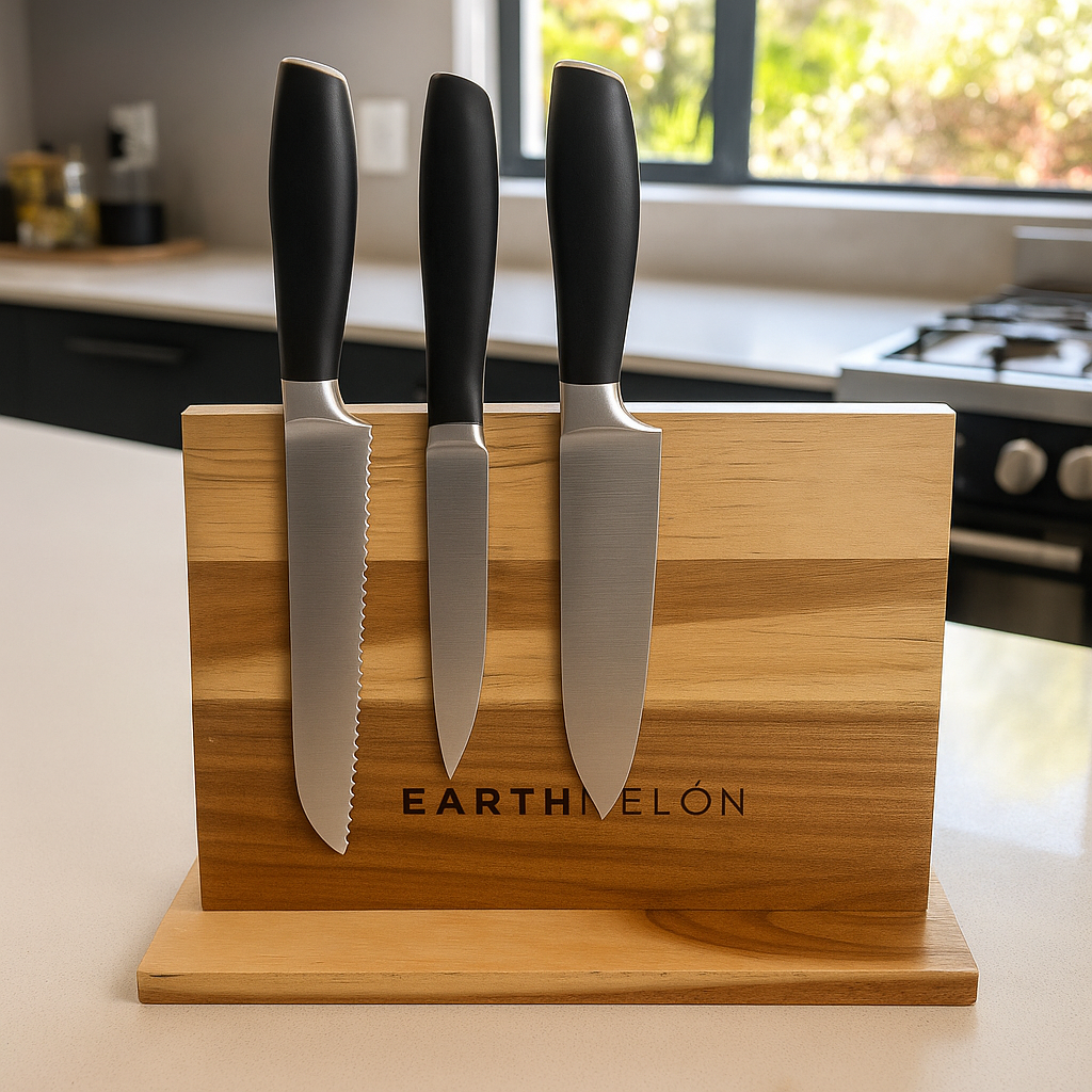 Acacia Wood Magnetic Knife Block