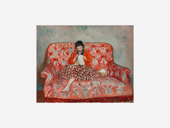 Jeune Fille Cousant Sur Un Canapé (circa 1925)