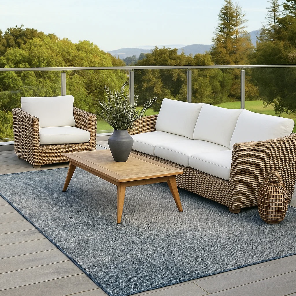 Allaperto Minimalist Turquoise Indoor/Outdoor Rug