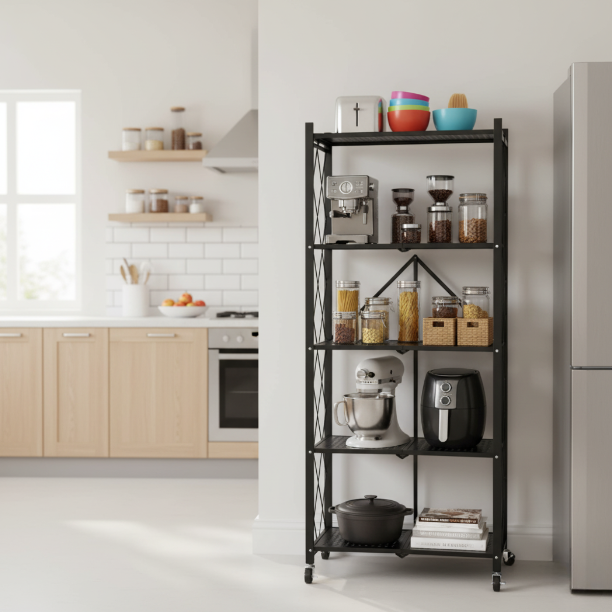 3 or 5-Tier Carbon Steel Foldable Storage Shelf